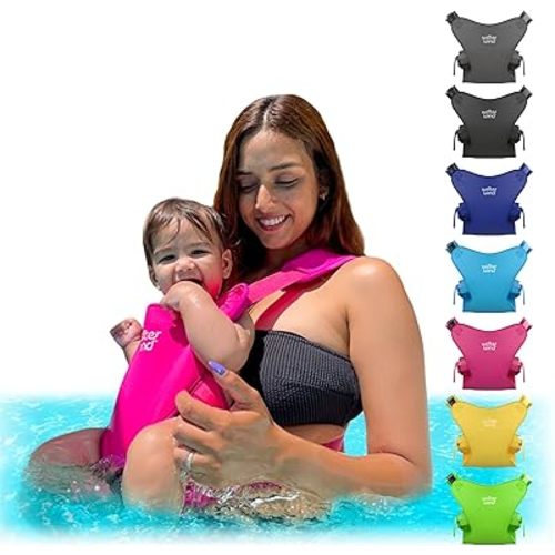 WaterLand Baby Carrier - Innovative Carrier You Can Use Both in Water & Land - Waterproof Infant Chest Holder with Adjustable Straps, Lightweight Toddler Harness for Pool & Beach (Pink Flamingo)