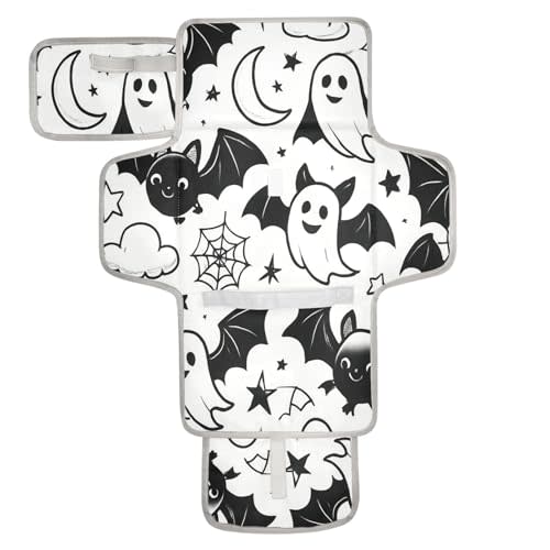 Halloween Ghosts and Bats Portable Changing Pad, Baby Changing Pad, Waterproof Diaper Changing Travel Bag for Boys and Girls