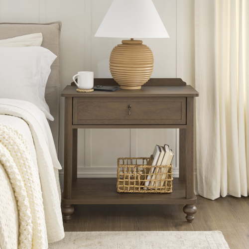My Texas House Hartwell 1 Drawer Nightstand with USB, Heritage Oak