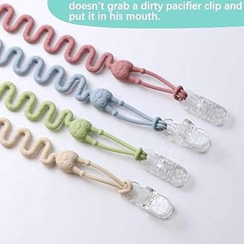 Pacifier Clips, SYOSI Silicone Pacifier Holder with One-Piece Beads for Baby Boys and Girls Teething and Newborns, Applies to Car Seat Toy, Teether Toy, High Chair, Stroller Accessories, 4 Pack : Buy Online at Best Price in KSA - Souq is now Amazon.sa: Ba