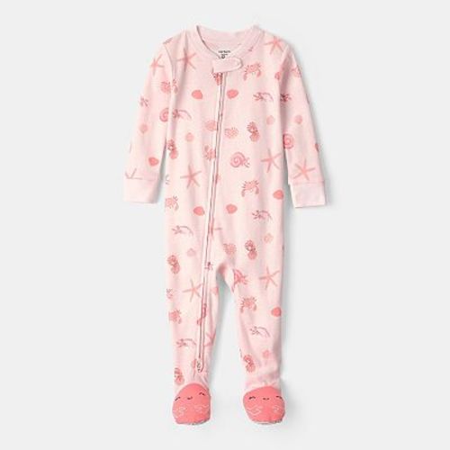 Baby Carter’s Lobster, Seashells & Crabs Snug Fit Zip-Up Footed Pajamas