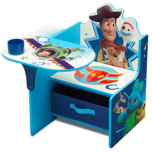 Delta Children Chair Desk with Storage Bin, Toy Story 4 | Kids Chair Desk Includes Fabric Storage Bin and Cup Holder, Low to the Ground for Easy Access, Ideal for Toddlers/Kids Age 3+
