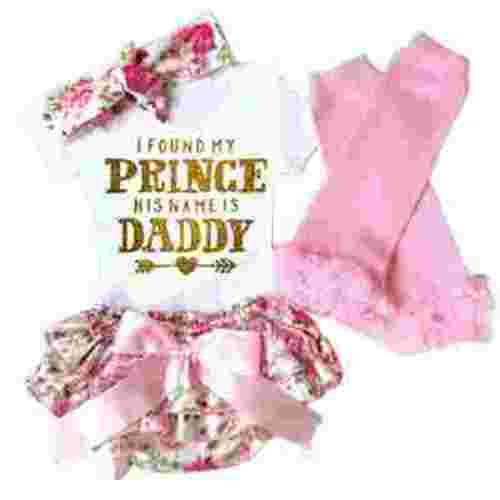 4PCS Newborn Baby Girls Clothes Daddy's Princess Romper +Tutu Pants Dress + Leg Warmers Outfits Set(0-3 Months)