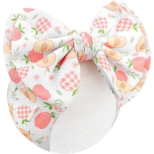 7’’ Pink Bows for Baby Girls Peach Girl Headbands Baby Bow Fruit Outfits Hair Accessories for Newborn Infant Toddler Clothes