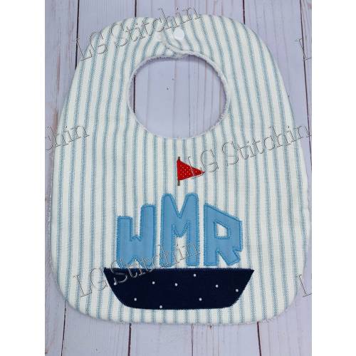 Sail boat bib monogram custom boy bib baby bib cute navy red homemade cotton gift baby shower gift toddler bib personalized gift