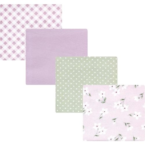 Hudson Baby Unisex Baby Cotton Flannel Receiving Blankets, Purple Dainty Floral, One Size