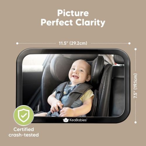KeaBabies Baby Car Mirror, Large Shatterproof Baby Mirror for Car Seat Rear Facing, Backseat Carseat Mirror for Infant (Sleek Black)