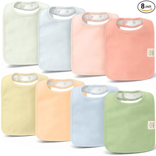 KeaBabies 8-Pack Organic Baby Bibs for Boys, Girls Drool Bibs (Dew) | Super Absorbent Cotton Bibs for Teething and Drooling Newborn, Toddler, Ultra Soft, Machine Washable, Gender Neutral Colors