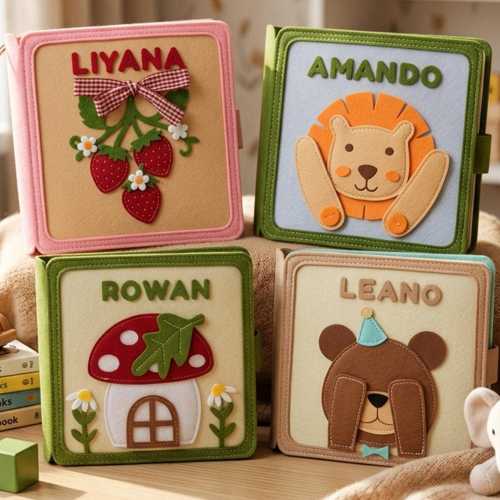 Personalized Felt Quiet Book, Custom Name Montessori Busy Book, Baby Sensory Activity Toy, First Birthday Gift, Travel Toys for Toddlers