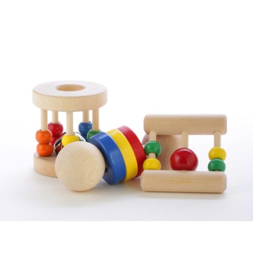 Wooden Baby Rattle Gift Set - Natural Teething Toys - Wooden Baby Toys - Baby Shower Gift