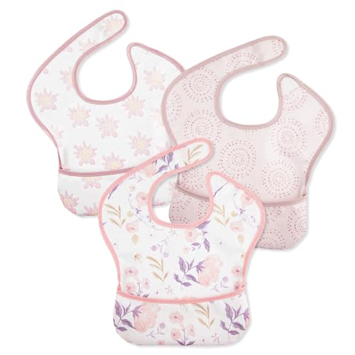 CIVARUA KIDS Mess Proof Baby Bib 3 Pack, Waterproof Led Weaning Baby Feeding Bibs with Food Catcher, Travel Feeding Bibs