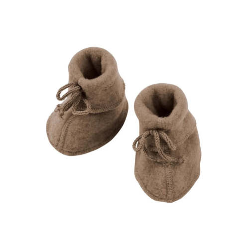 ENGEL - wool fleece baby booties - walnut