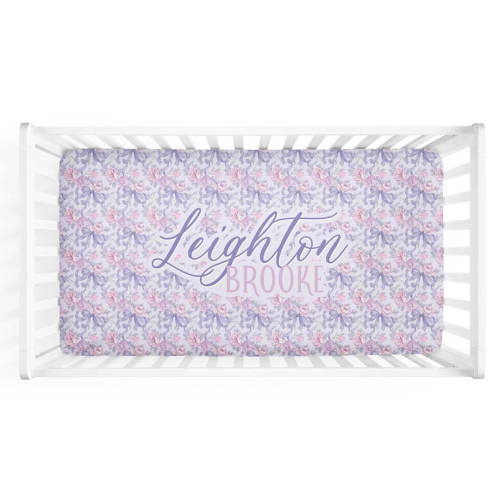 Leighton's Lavender Personalized Crib Sheet