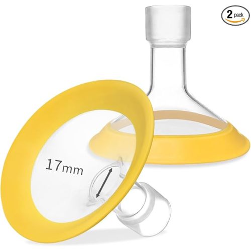 17mm Oval Flanges Shields Compatible with Medela Pumps, Replacement Parts for Pump in Style, Symphony, Swing Maxi, Harmony and Personalfit Flex–Breast Pump Accessories