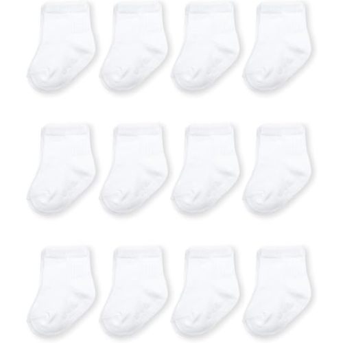 Fruit of the Loom Baby Grow & Fit Flex Zones Cotton Stretch Socks (White, 0-6 Months & 6-12 Months)