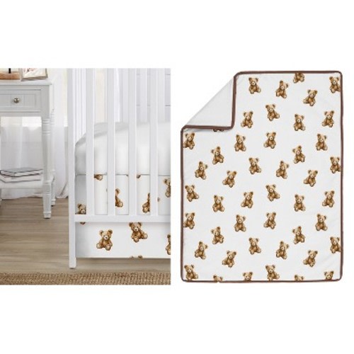 Sweet Jojo Designs Boy, Girl, Unisex/Gender Neutral Baby Crib Bedding Set - Boho Teddy Bear Brown and Taupe 3pc