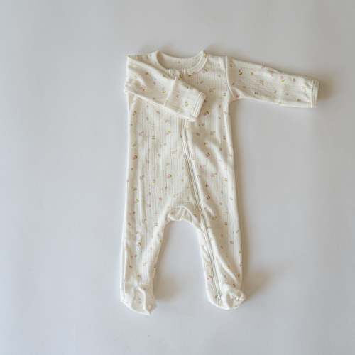 Zipper Footie Onesie in Petite Flora