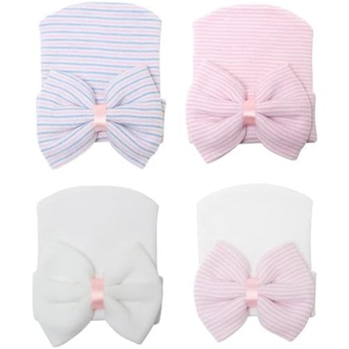 Newborn Baby Girl Hats with Bow No Scratch Cotton Toddler Infant Hat Beanie Caps Soft Newborn Hospital Hat 0-3 Months
