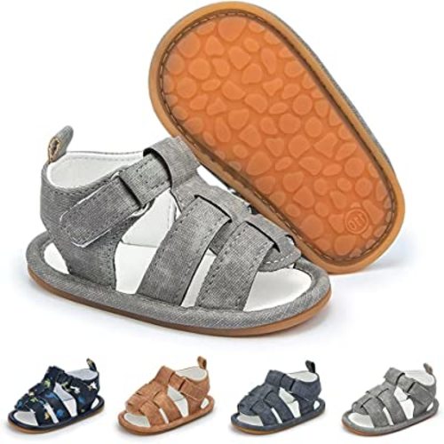 Meckior Baby Infant Boy Girl Sandals Newborn Non-Slip Soft Rubber Sole Sandals for Baby Boys Open-Toe Outdoor Casual Summer First Walkers Shoes