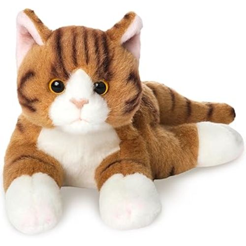 Bearington Lil' Tabby Orange Cat Stuffed Animal - 8" Realistic Tabby Kitten Plush Toy with Soft Fur and Lifelike Details for Toddlers and Feline Lovers - Adorable Cuddly Gift for Kids