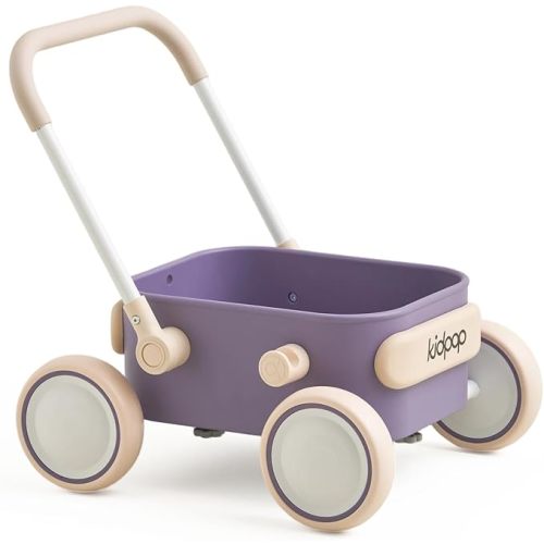 Kidpop PULA 2-in-1 Push and Pull-Along Wagon, Baby Push Walker for First Learner from 7 Month to 4 Year, One Year Birthday Gifts, Sturdy and Safe, Indoors and Outdoors (Purple)