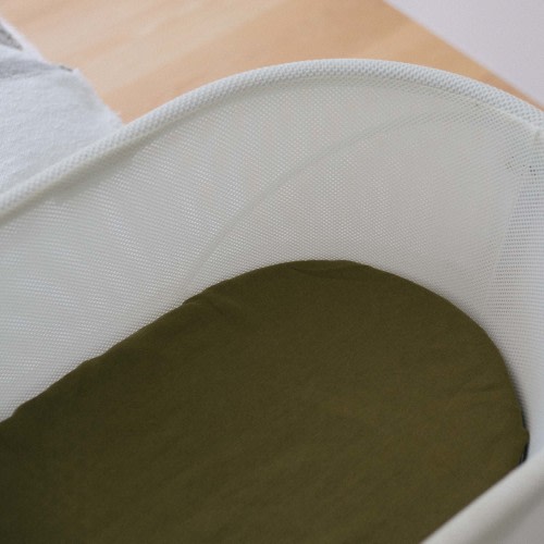 French Linen Bassinet Sheet - Olive