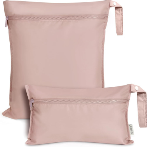 haakaa Waterproof Wet Bags for Baby Wet Dry Bags for Cloth Diaper, Swimsuit & Travel, 2pcs, Blush