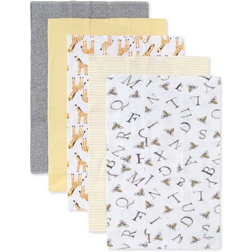 Burts Bees Baby Infant Burp Cloths, 100% Organic Cotton Extra Absorbent Soft Fabric Drool Cloths, 5-Pack Newborn Must-Have Essential Large Burping Cloths, One Size 17 x 11.75 Inches