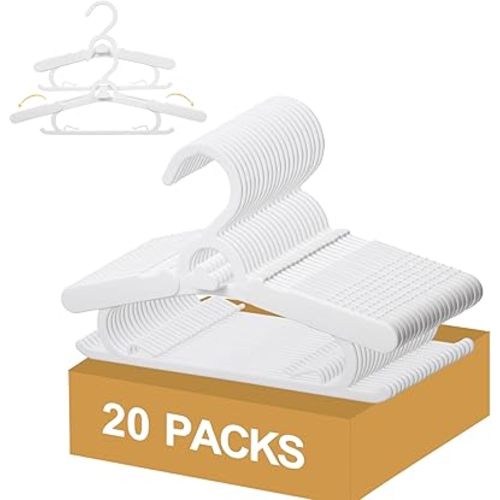 20 Pack Baby Clothes Hangers 11-15" Adjustable Thickened Kid Hangers White