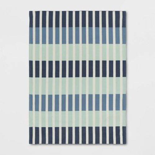 5'x7' Broken Checkered Kids' Rug Green/Blue - Pillowfort™: Multicolored Flatweave, OEKO-TEX Certified, Machine Made