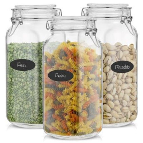 JoyJolt Airtight Glass Jars Storage Cannister with Silicone Seal Lids - Set of 3 - 78 oz.