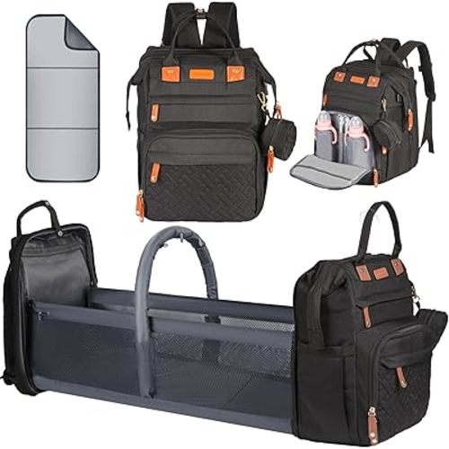 Diaper Bag Backpack, with Changing Table Backpack, 900D Oxford Cloth, Large Capacity Diaper Backpack, 3 in 1 Multifunctional Travel Baby Diaper Backpack (Large Black)