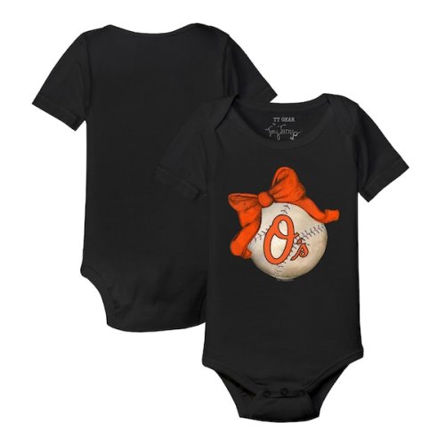 Infant Baltimore Orioles Tiny Turnip Black Baseball Bow Bodysuit