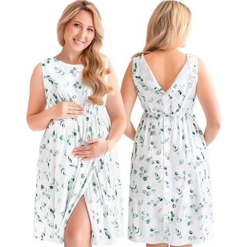 3-in-1 Labor and Delivery Gown for Hospital, Nursing Nightgown, Maternity Dress for Breastfeeding