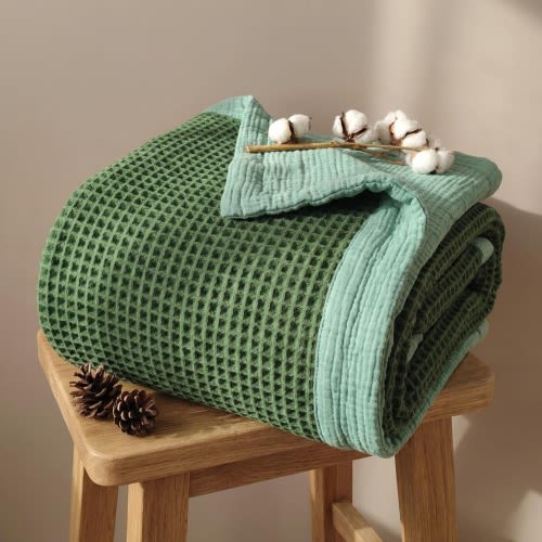 Organic Cotton 8-Layer Waffle & Muslin Blanket – Custom Sizes Available – Waffle Top with Muslin Base – Baby to California King