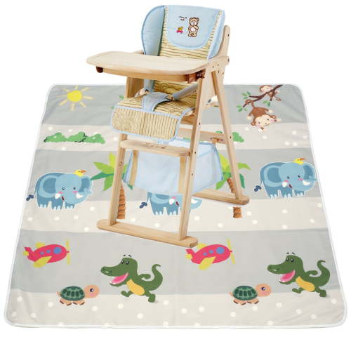 Dznils Baby Splat Mat for Under High Chair, Waterproof Non-Slip Floor Mat, 53" x 53",Gray Monkey