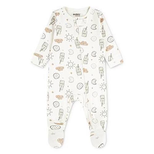 Newborn Baby Boys Huggies Babywear® 100% Organic Footed Coverall with Milk & Cookie Print