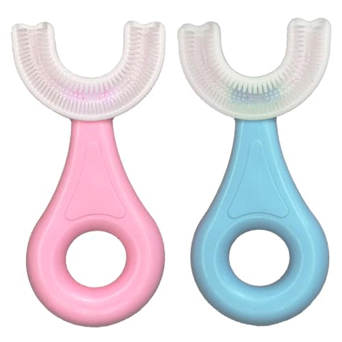 Soliee U-Shaped Toothbrush Kids (2 PCS), 360° Oral Teeth Cleaning Design, Toddler with Food Grade Soft Silicone Brush Head, Manual Whole Mouth for Age 2-6