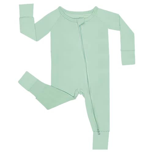 GUISBY Rayon Baby Footless Pajamas, Long Sleeve with 2 Way Zippers Rompers Sleepers