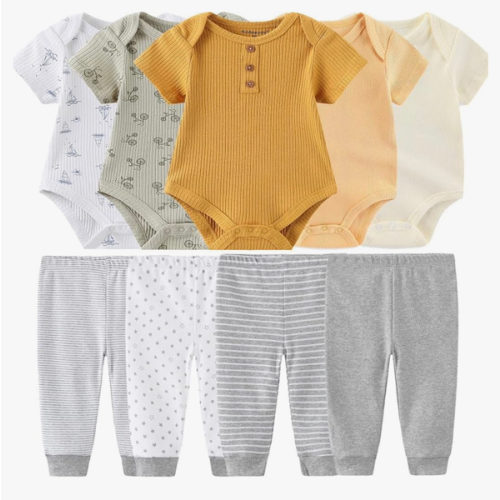 Kiddiezoom Baby Layette Set Baby Boys' 9-Piece Bodysuits Pants Set Toddler Girl Boy Unisex Baby Gift Sets