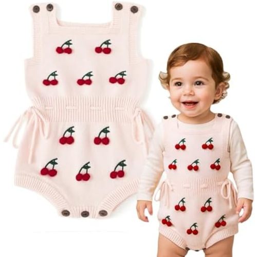 Simplee kids Baby Girl Knit Romper Fall Sleeveless Pompoms Rompers Newborn Little Girl Overall Jumpsuit Outfits