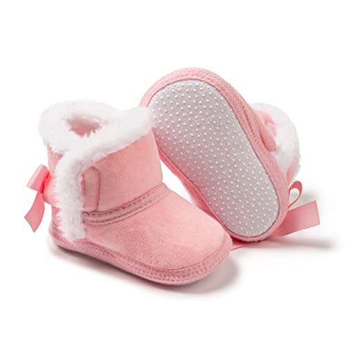 Infant Unisex Warm Fur Lining Soft Boots Baby Winter Ankle Non-Slip Rubber Texture Sole Toddler Winter Snow Crib Shoes