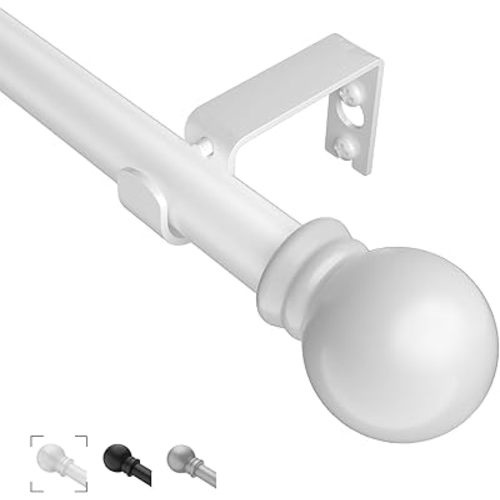 Curtain Rods for Windows 31"- 92", 5/8 inch Small White Curtain Rod Adjustable by Splicing for Bedroom, Living Room, Kitchen and Outdoors
