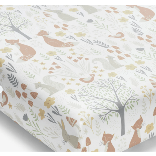 Forest Animals Classic Cool Organic Cotton Percale Fitted Crib Sheet