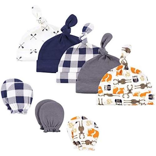 Hudson Baby Unisex Baby Cotton Cap and Scratch Mitten Set