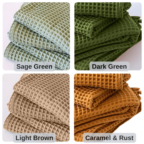 Organic Turkish Cotton Waffle Bath Towel, LIGHT BROWN, Quick Dry