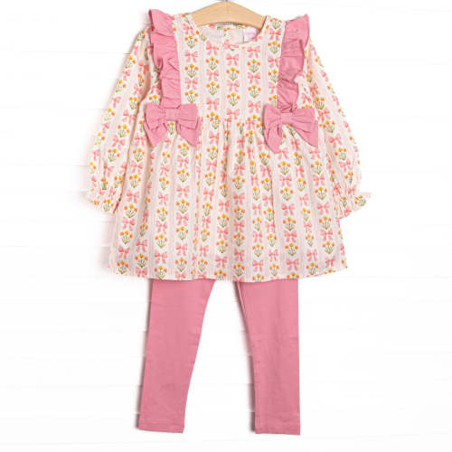 Bow Bouquets Side Tie Legging Set, Pink – Stitchy Fish