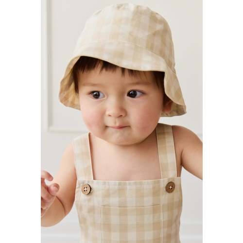 Organic Cotton Bucket Hat - Gingham Pale Khaki