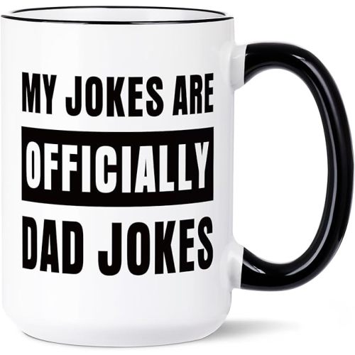 Aurahouse New Dad Gifts First Time, Officially Dad Jokes Mug, Pregnancy Announcement for Husband Funny, Daddy to Be Gifts for 1st Time Dads Birthday Baby Shower Fathers Day, 15oz