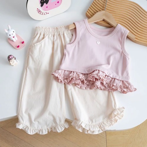 Toddler & Kids Heart Frilled Edge 2-Piece Set